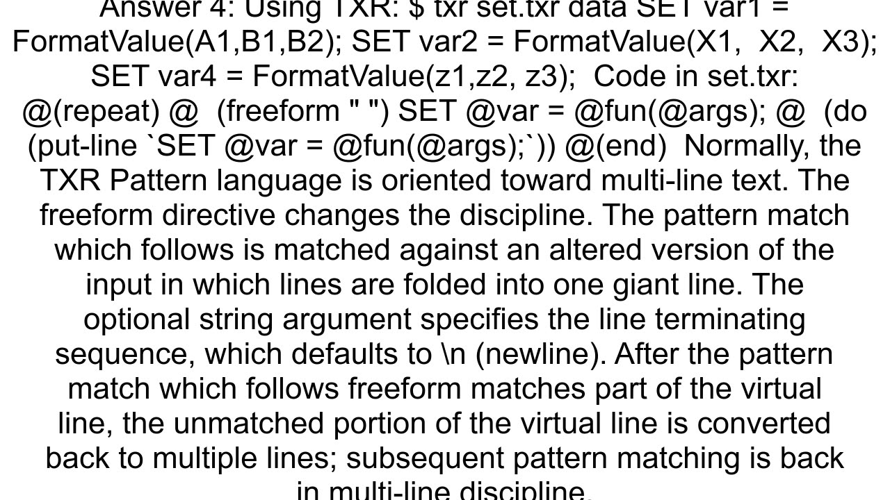 Extract SET var funcx y z from code possibly with newlines