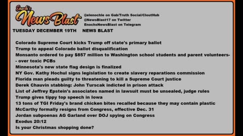 Tuesday, December 19, 2023 News Blast