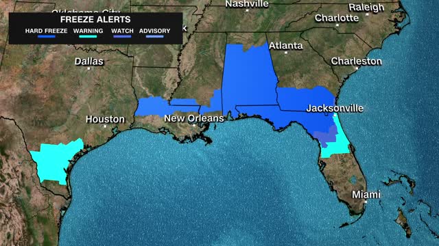 Over ten million under freeze warning in the south