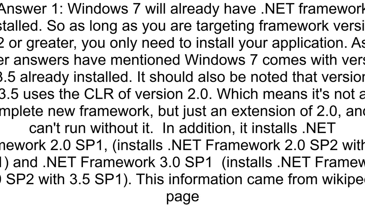 Which version of Microsoft Net should I use for Windows 7