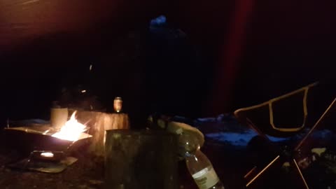 Snowy . Campfire under a tarp. 13th Dec 2022