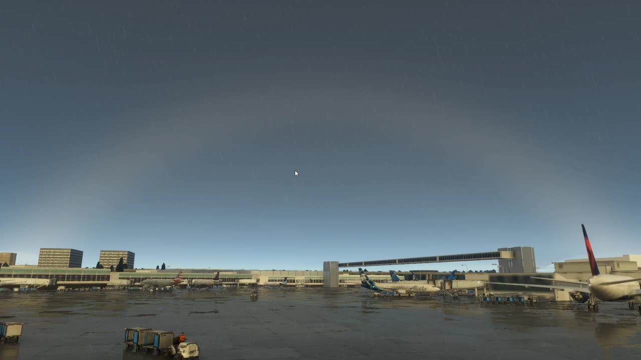 X-Plane 12 Rainbow over KSEA
