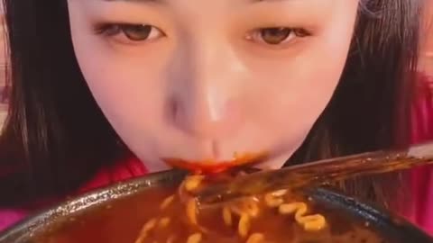 ASMR | China , eating fast , eating korean noodles with egg