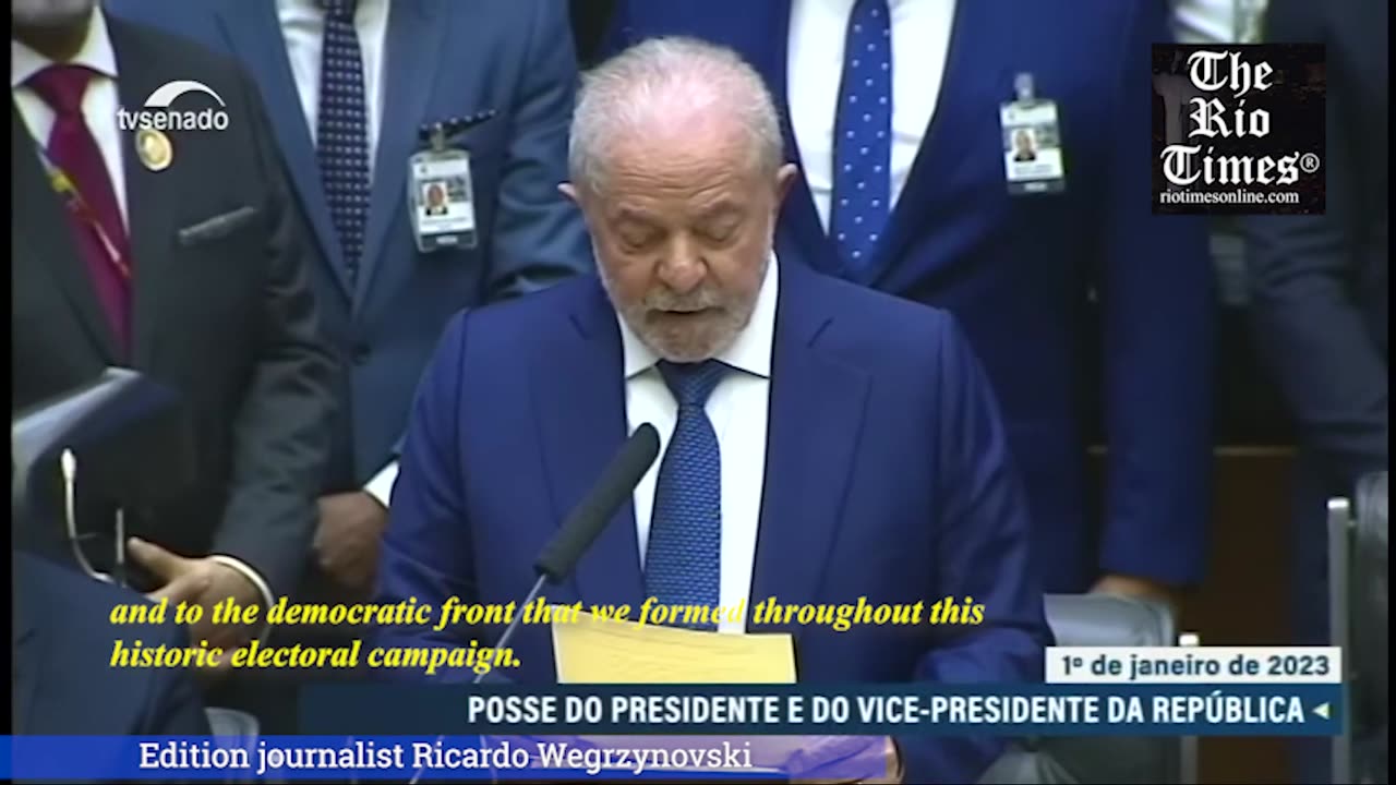 Lula da Silva walked up the ramp of the Planalto Palace and stated in his inauguration speech