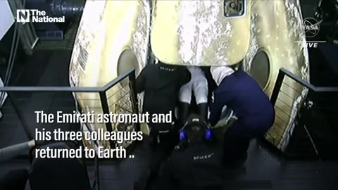 Moment uae astronaut sultan al neyady emerges from dragon capsules. Mp4
