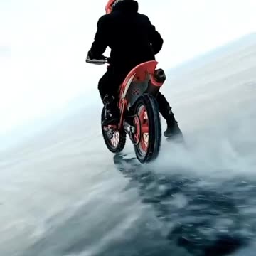 Motorcycle drift on frozen lake 😍😍😍