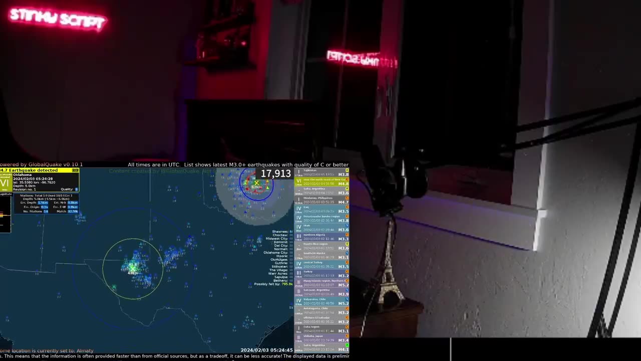 A live streamer recorded the magnitude 5.1 earthquake when it struck northwest of Oklahoma City