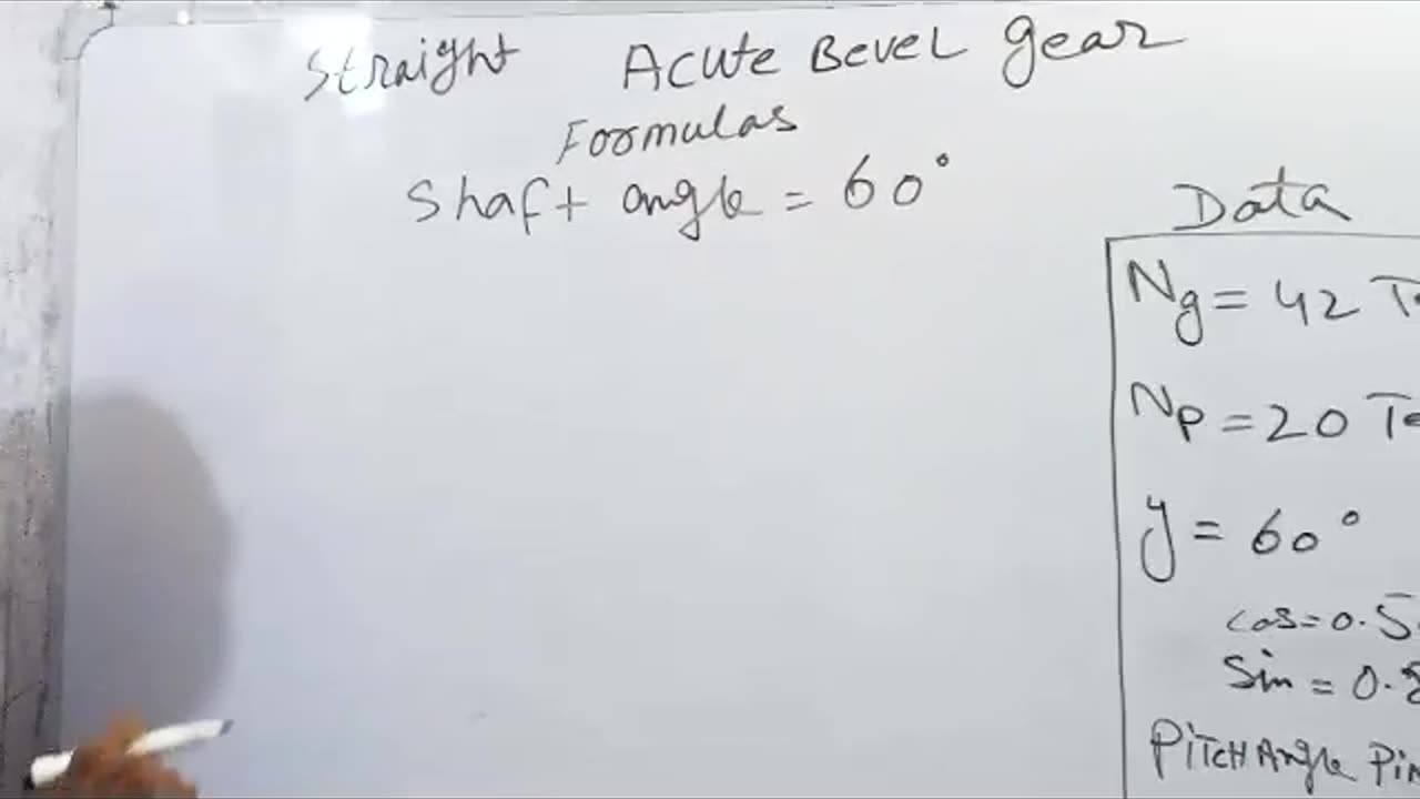 Straight acute bevel gear important calculation