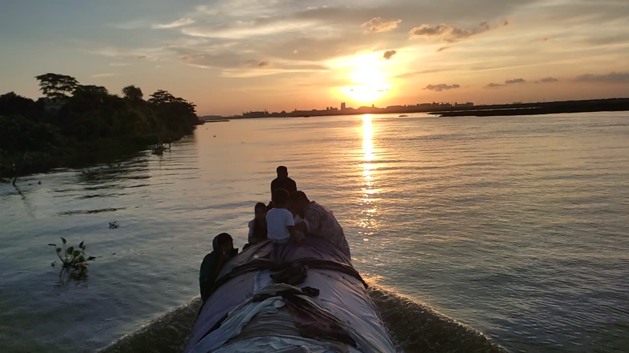 Travelling by Boat at Meghna River, Bangladesh