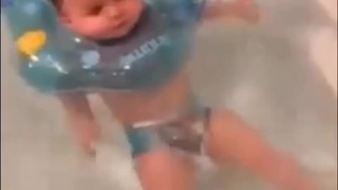 When baby trying to swim