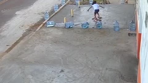 Kid Slips into Wet Cement