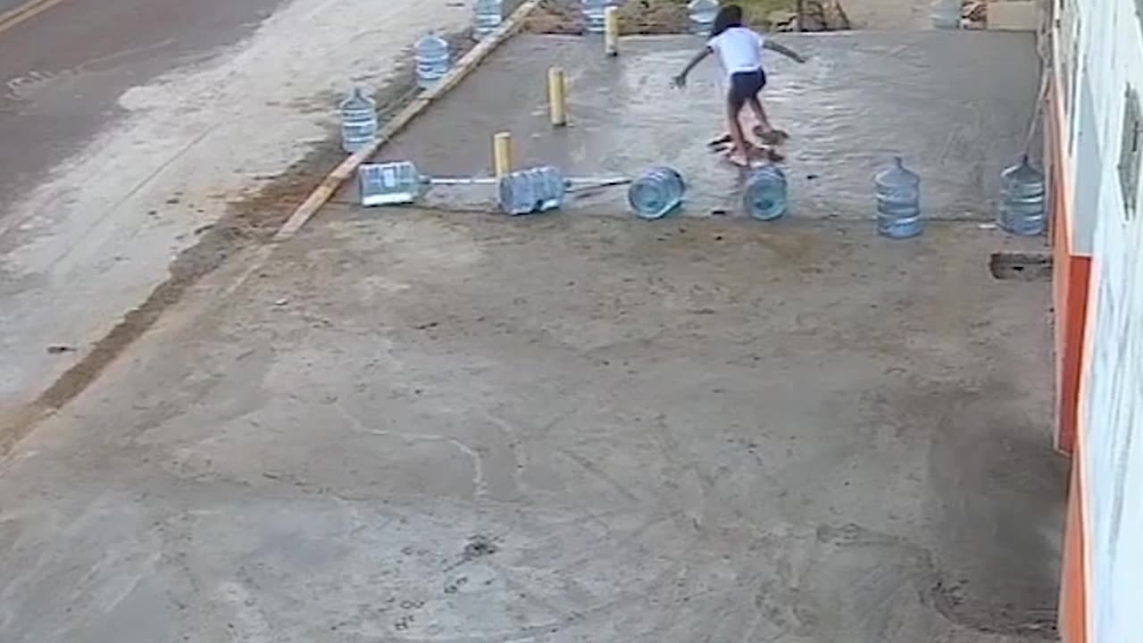 Kid Slips into Wet Cement