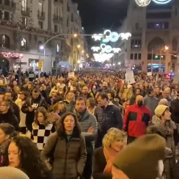 Barcelona, Spain : Vaccine passport protests Dec. 5, 2021