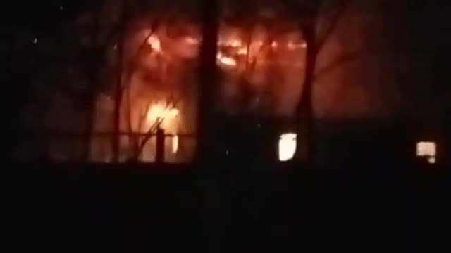 Zaporozhye - Ukraine military unit 3033 is on fire, a trolleybus depot is nearby