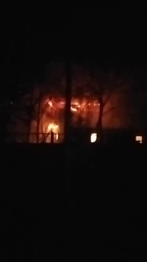 Zaporozhye - Ukraine military unit 3033 is on fire, a trolleybus depot is nearby