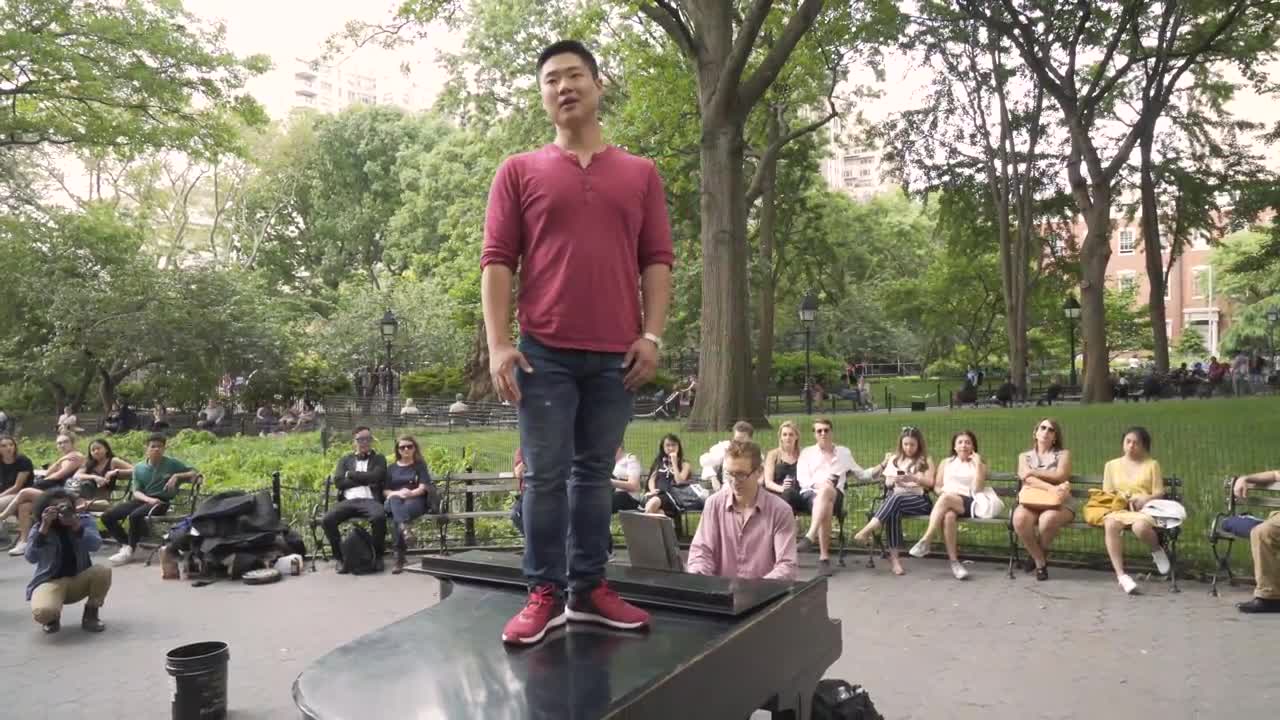 Colin Huggins Duet Opera Singer Sings Ave Maria in Washington Square Park