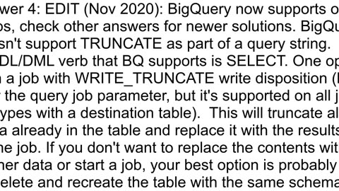 Truncate a table in GBQ