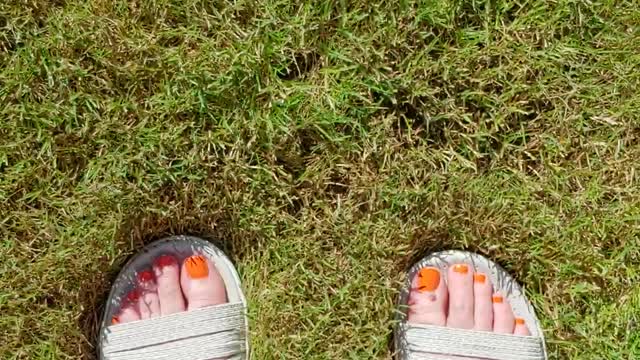 Walking feet POV - At the park public feet