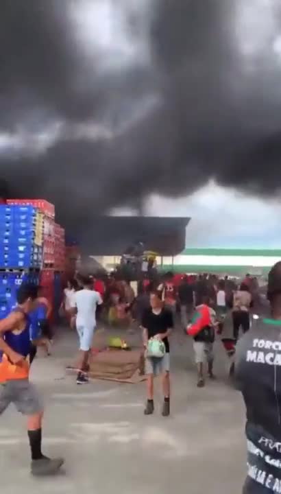 Warehouses at Rio de Janeiro's main food distribution center are on fire in Brazi