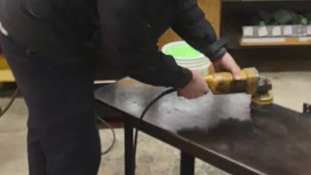 Cleaning off the table