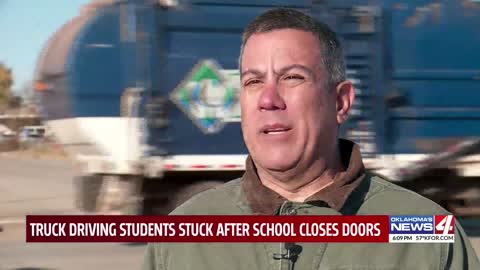 Truck driving students stuck after school closes doors