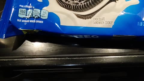 Eating Nabisco Family Size Oreo Chocolate Sandwich Cookies, Dbn, MI, 12/6/23