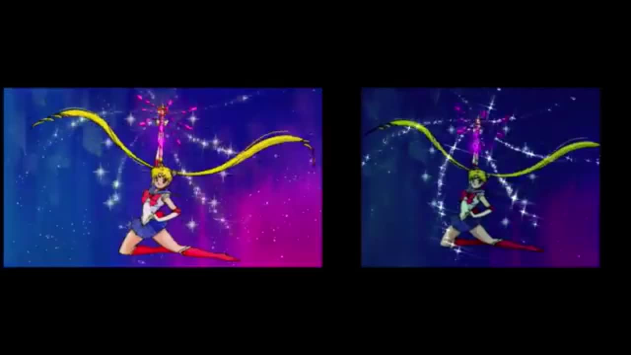 Sailor Moon -- Moon Spiral Heart Comparison ( Original VS Movie )