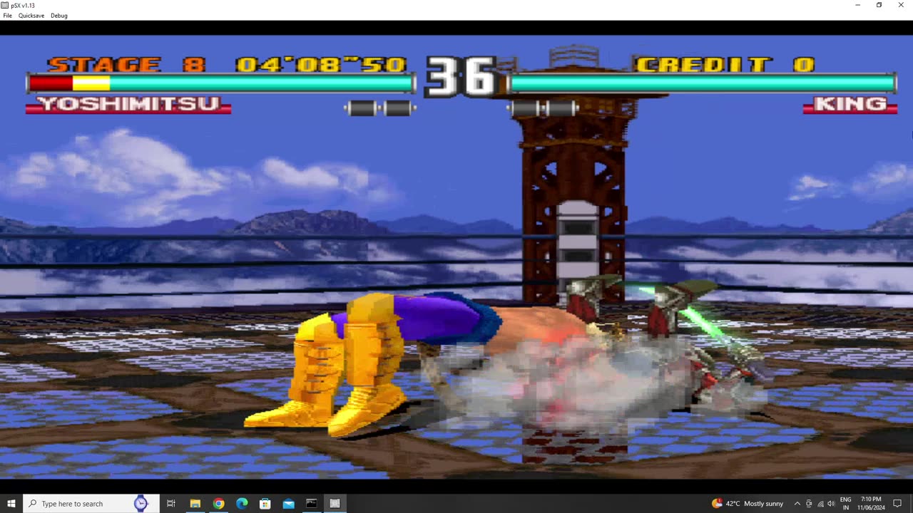 Tekken 3 : Yoshimitsu Stage 1 to 8 fight.