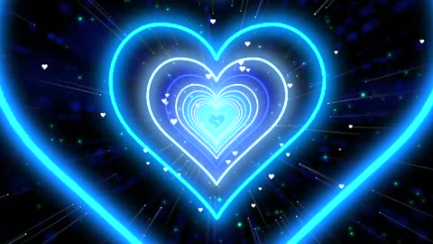 352. Heart Tunnel Background💙Blue Neon Heart Heart