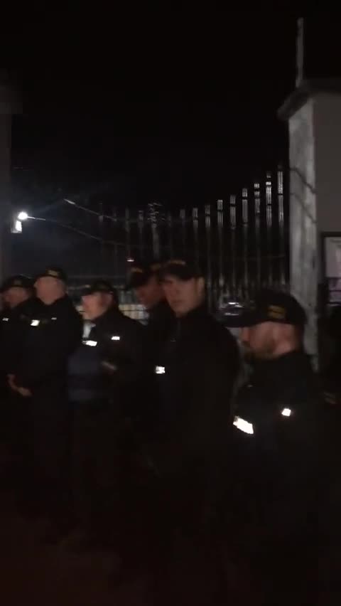 Riot squad outside Collumb Barracks in Mullingar tonight.