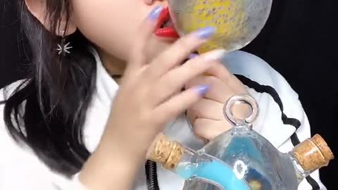 Asmr water drinking and eating