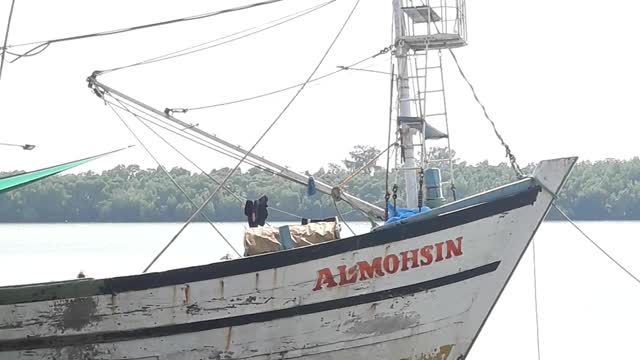 Net fishing boat in sea