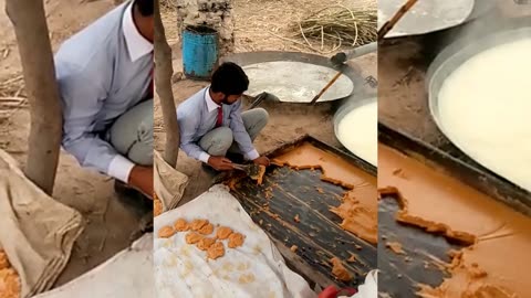 Making pure jaggery in the fields - College Student Works Hard In Fields 2023