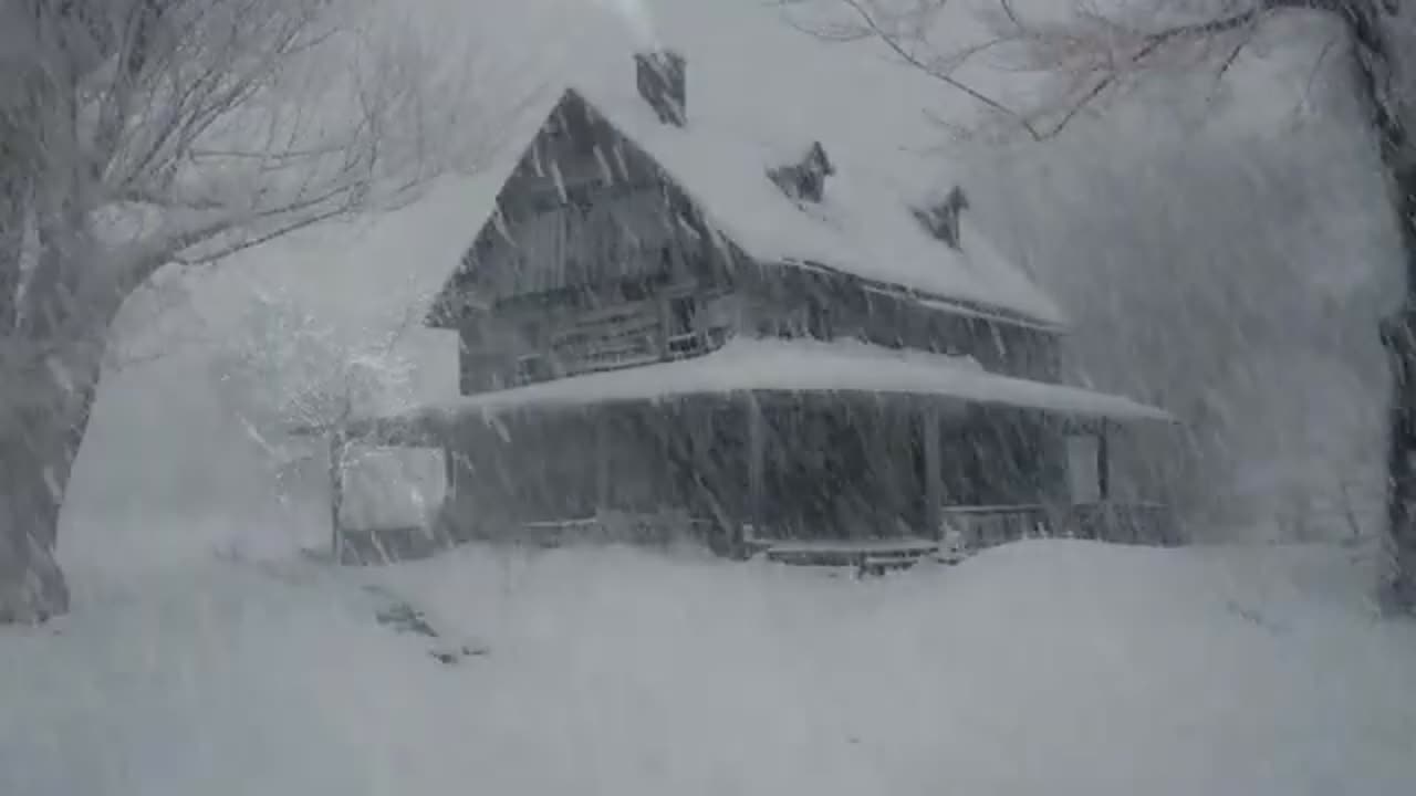 Lonely Mountain House During a Snowstorm | Snow storm sounds while sleeping | Howling wind