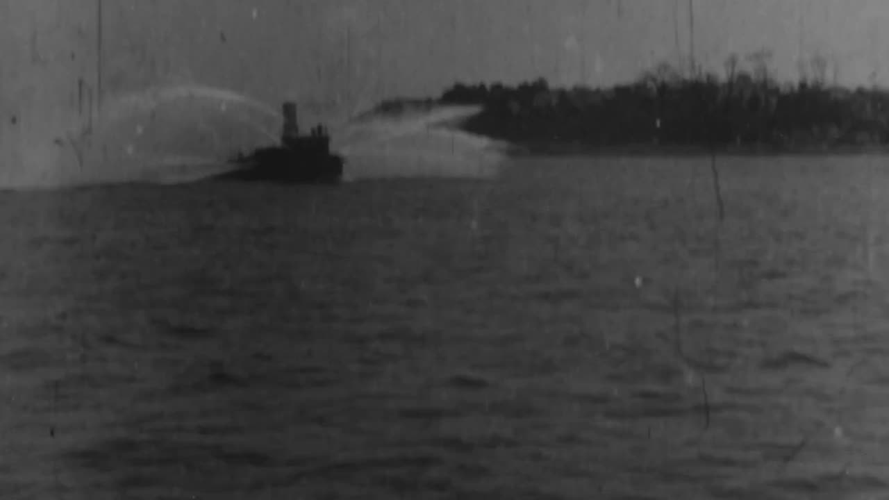 Fireboat "New Yorker" In Action (1903 Original Black & White Film)