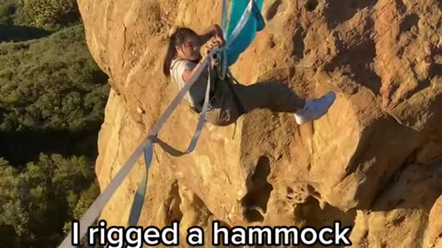 I rigged a hammock really high up from my slackline