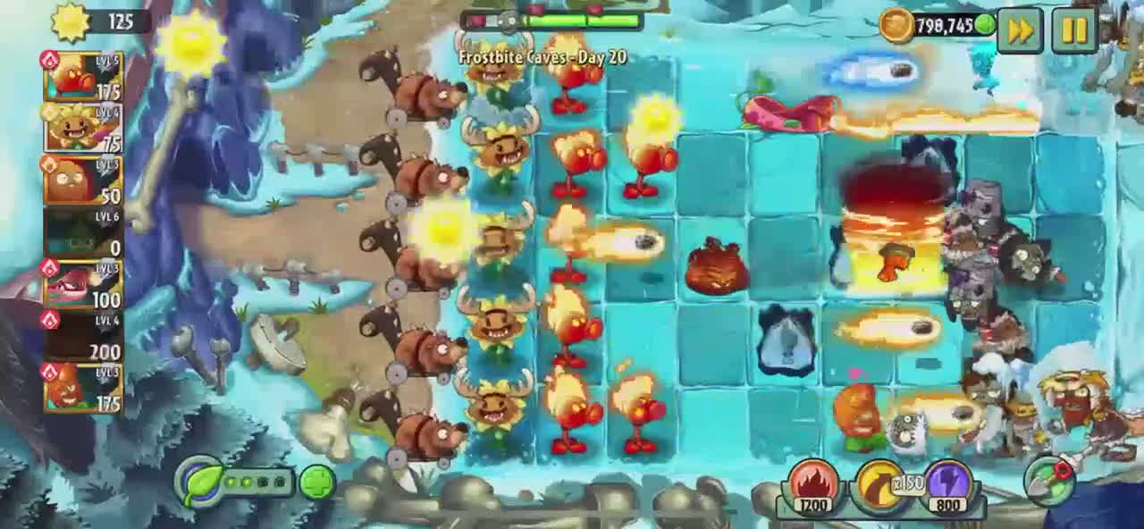 Plants vs Zombies 2 Frostbite Caves - Day 20