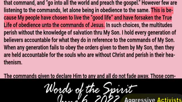 Words of the Spirit. June 7 2022