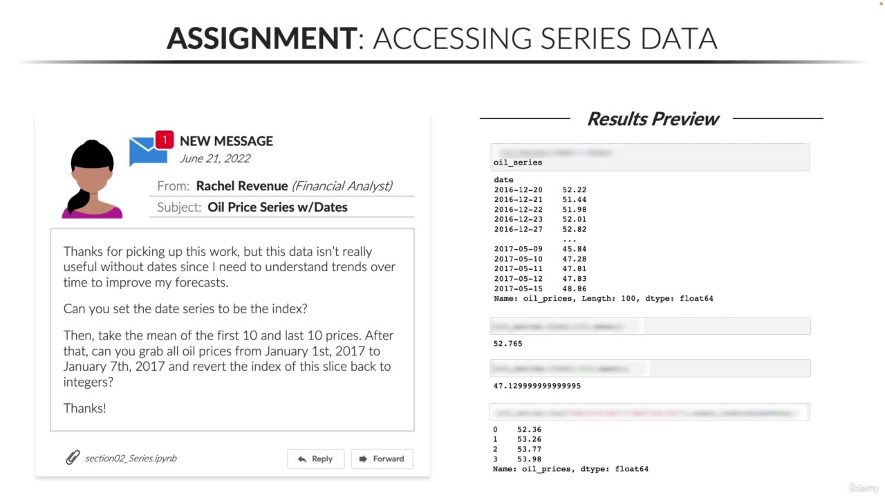 ASSIGNMENT Accessing Data & Resetting The Index/Pandas Series video 9