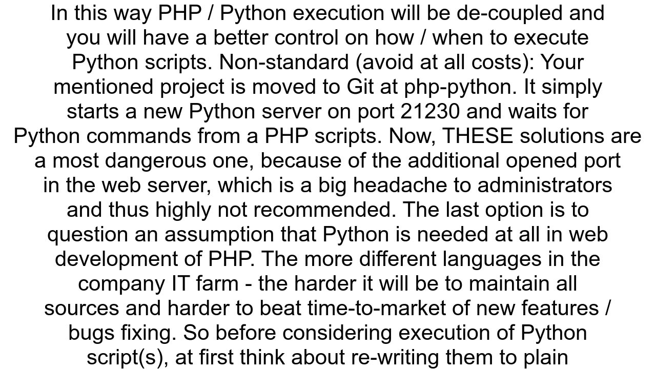 How do I run a Python script in PHP without using exec system