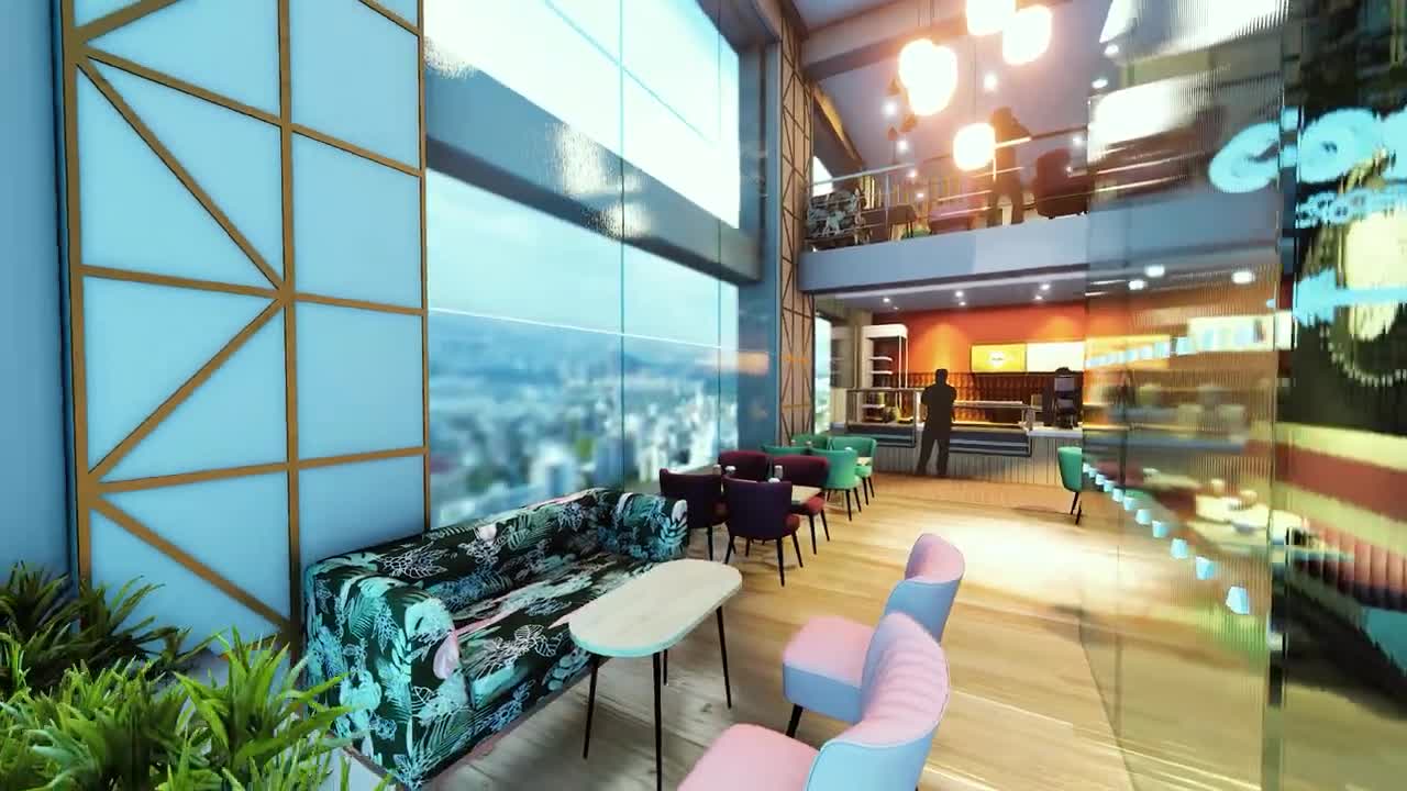 Cafe interior 3d animation