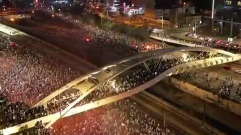 JUST IN - Massive protest in Israel after PM Netanyahu