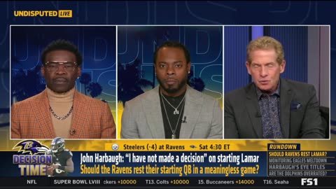 UNDISPUTED Skip Bayless reacts John Harbaugh I have not made a decision on starting Lamar