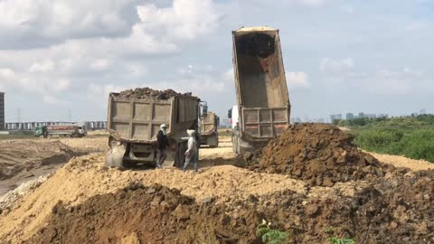 Amazing!!! Bulldozer Action Moving Dirt Filling Connect The Road