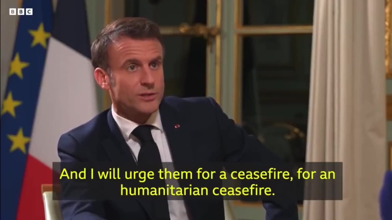 MACRON calls for a ceasefire in Gaza on BBC