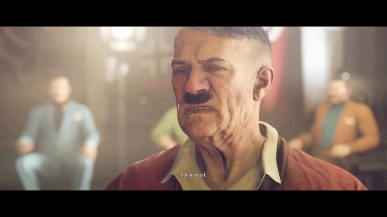 Hitler peeing in a bucket. Wolfenstein II The New Colossus .