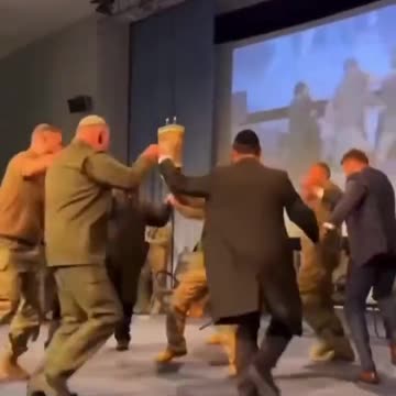 Azov battalion soldiers dancing with jews in Israel