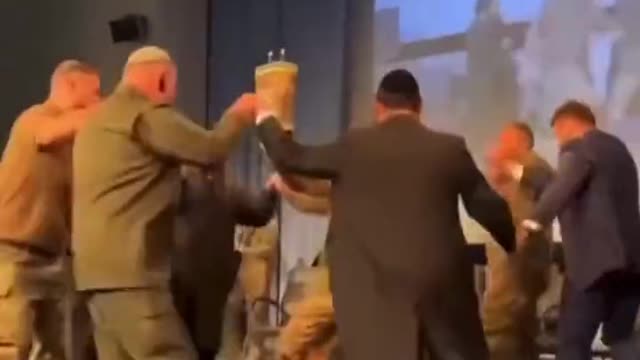 Azov battalion soldiers dancing with jews in Israel