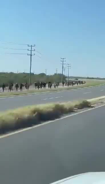 Illegals got off the trains and are NOW walking 25 Miles to the PROMISED LAND