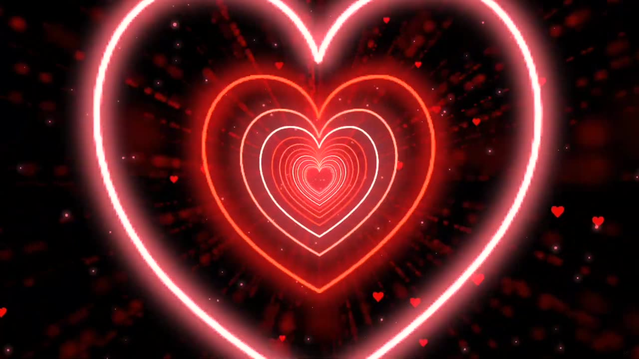 867. Neon Heart Tunnel Bg Animation Beautiful❤️Red Heart